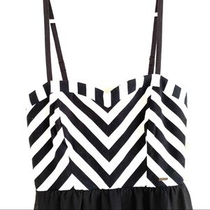 NWT Volcom Women Black and White Mini  Spaghetti Straps Dress